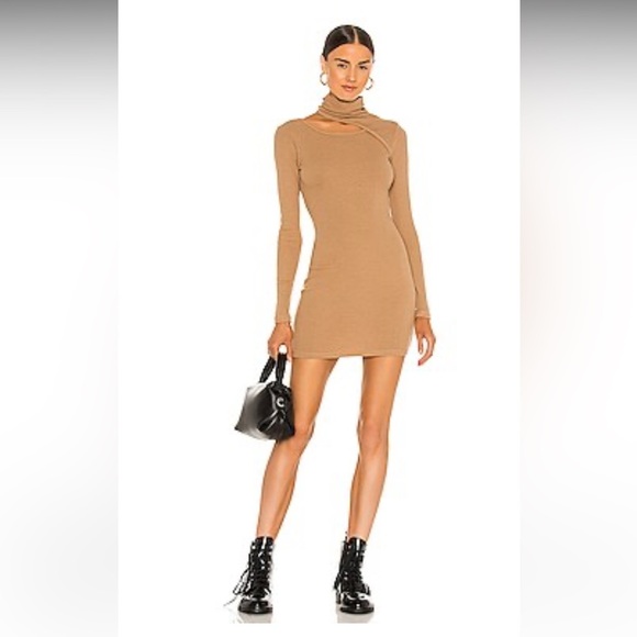 NWT Monrow Turtleneck Dress in Latte - Picture 1 of 12